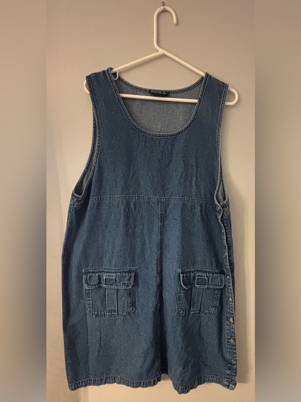 Vintage 90s Blue J Denim Jumper Dress • Pinafore